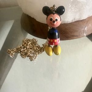 Rare Vintage 1973 Mickey Mouse Wooden Necklace